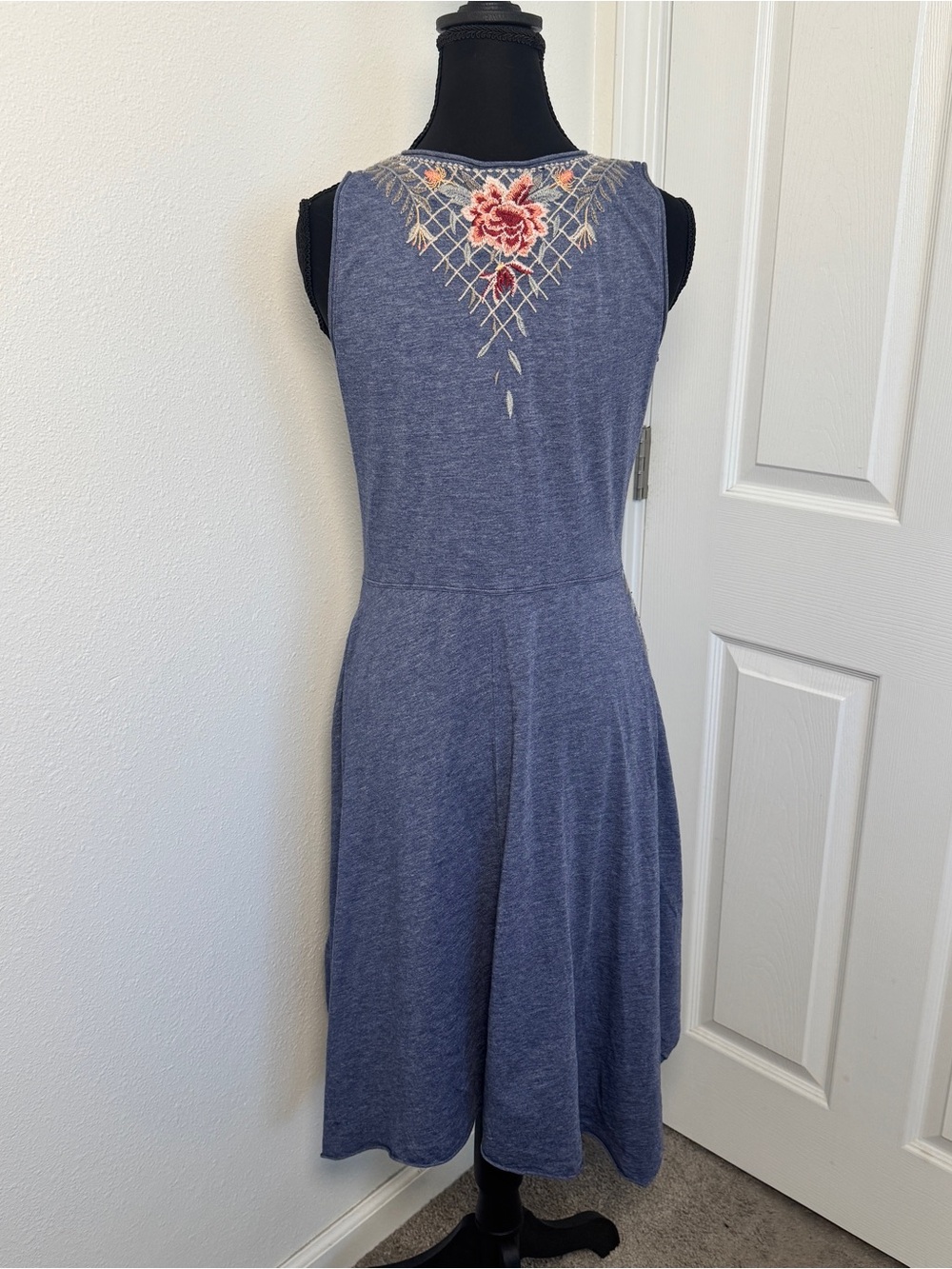 Johnny Was Katrina Embroidered Swing Dress Small Floral Handkerchief Hem Boho - Picture 3 of 5